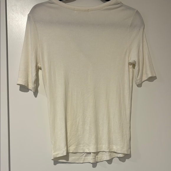Marine Layer White V-Neck Short Sleeve Fitted Top - Picture 3 of 3